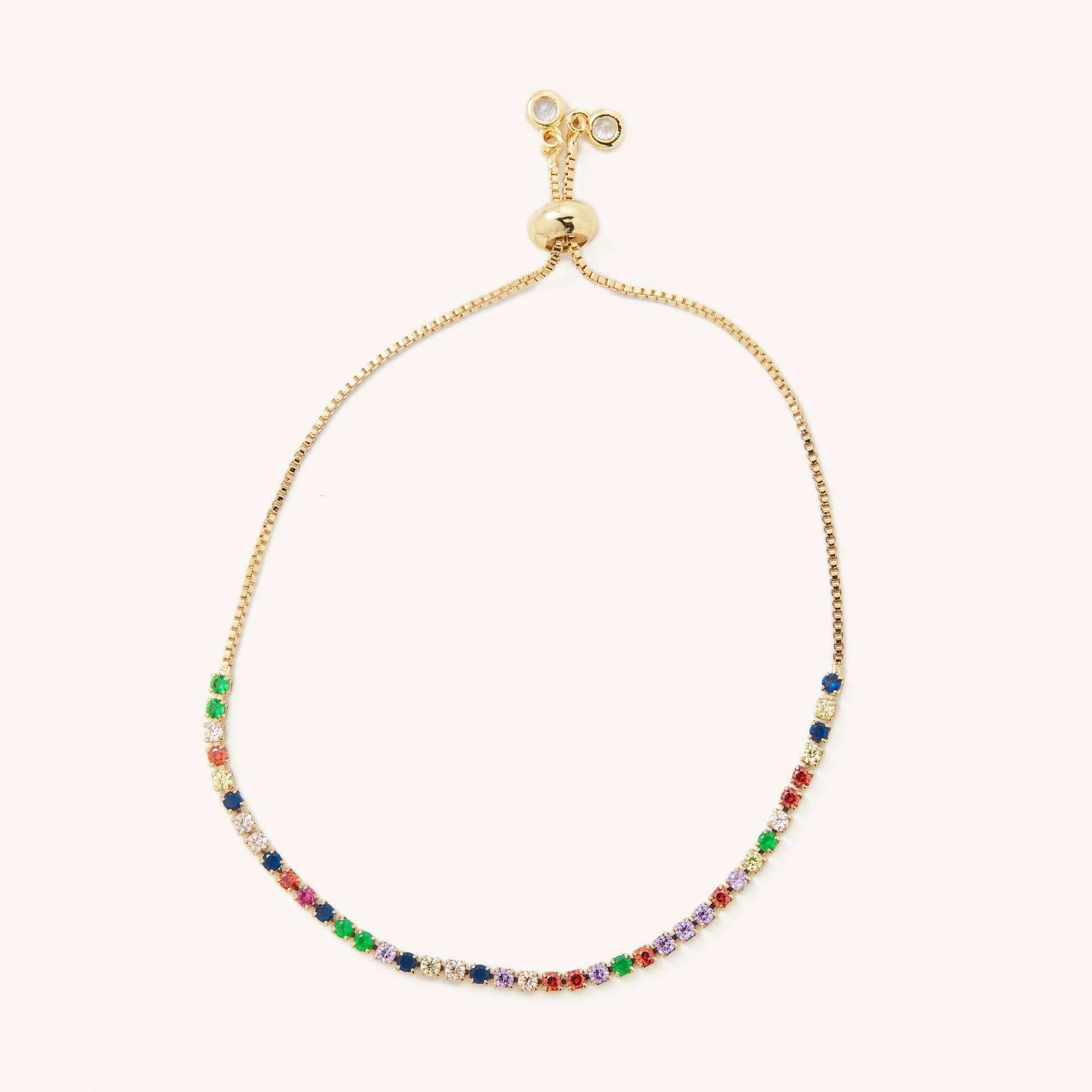 Rainbow Gem Gold Slider Bracelet
