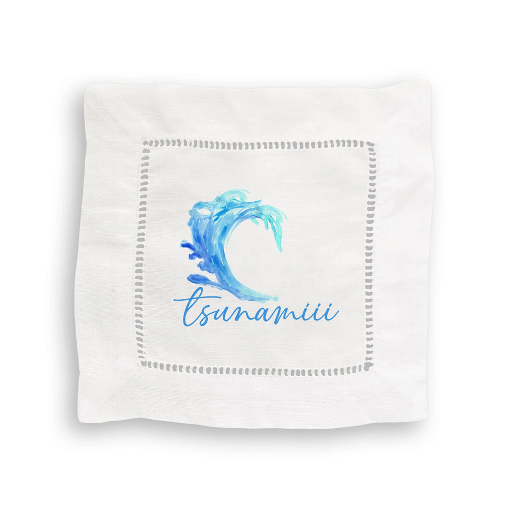 White Lotus Mixed Linen Cocktail Napkin Set