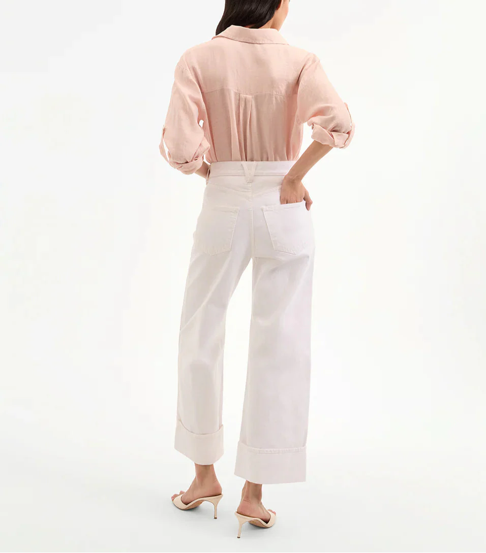 White Taylor Cropped High Rise Denim