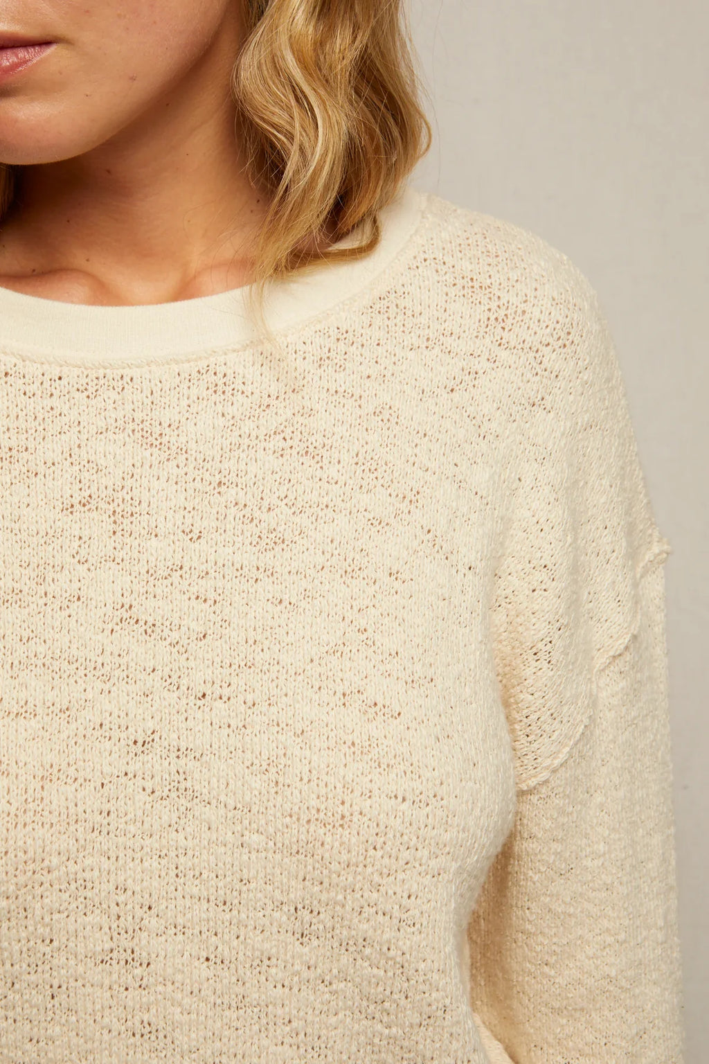 Natural Juliette Cotton Mesh Sweater