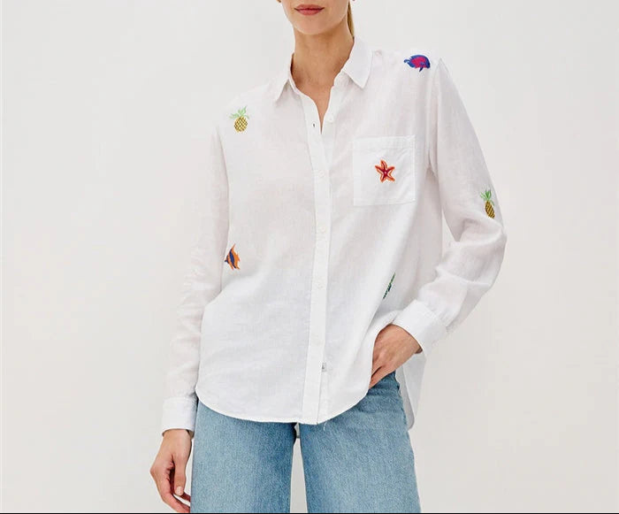 Charlie Island Embroidery Button Down