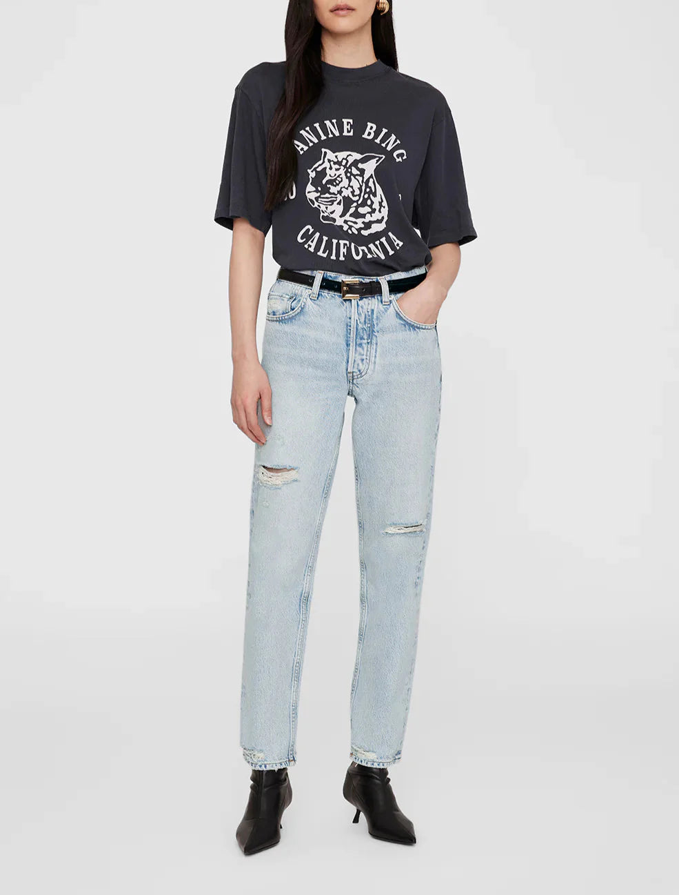 Washed Charcoal Avi Leopard Tee