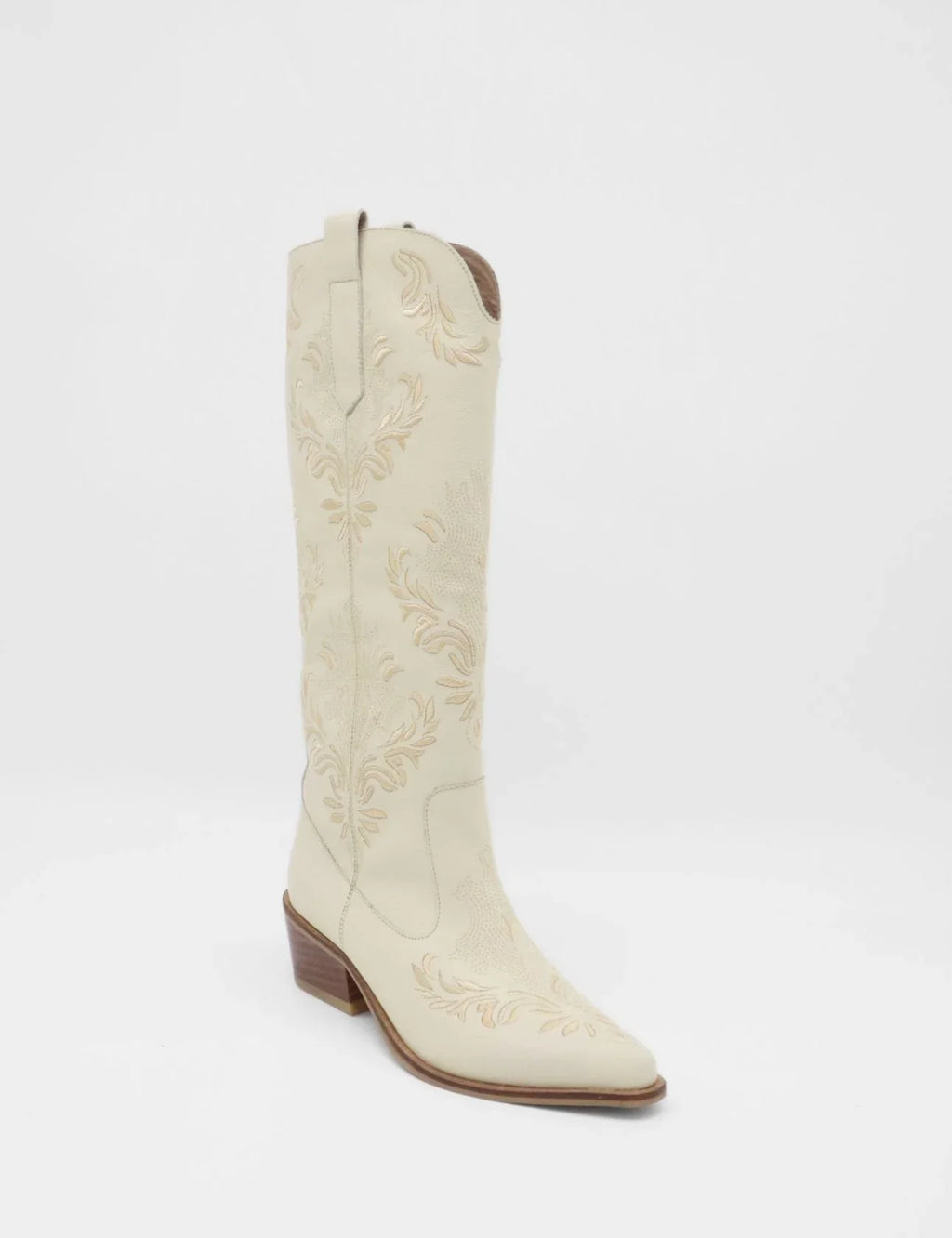 Ivory Leather Western Jolene Boots