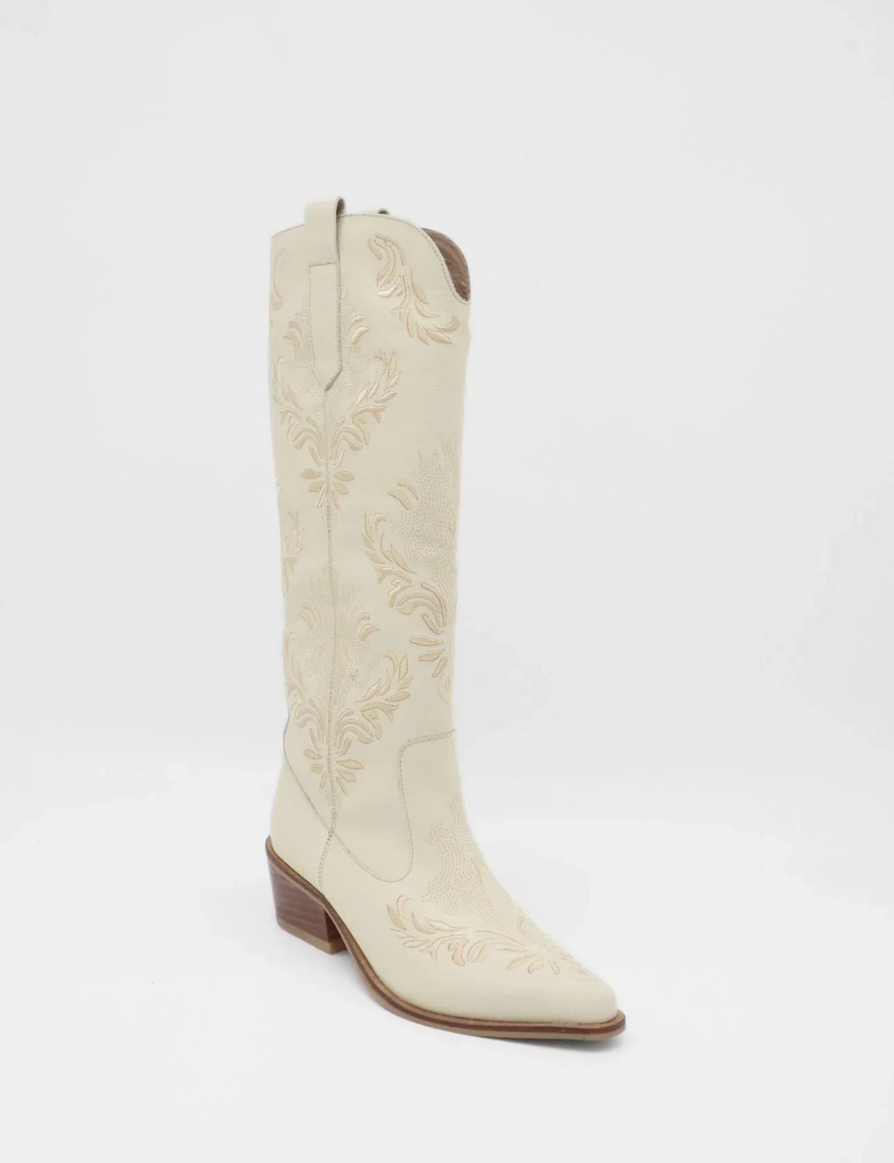 Ivory Leather Western Jolene Boots