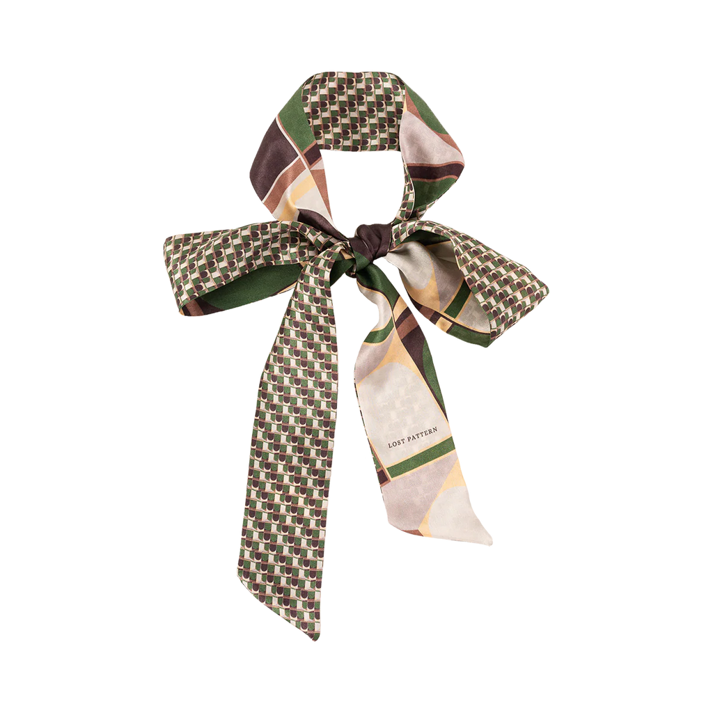 Green Modular Silk Twilly Scarf