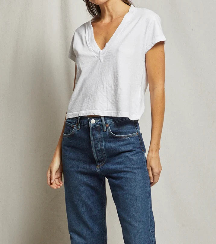 White Alani V-Neck Tee