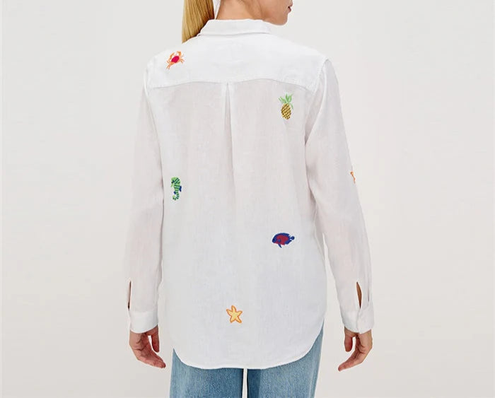 Charlie Island Embroidery Button Down