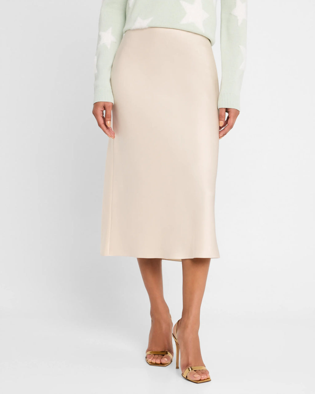 Cream Maeve Mid-Length Slip Skirt