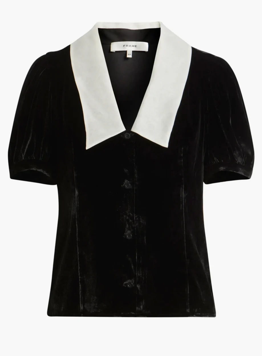 Velvet Sailor Button-Up Top