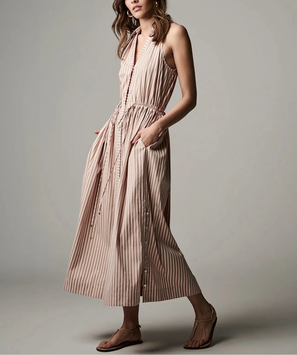 Blush Stripe Stella Midi Dress