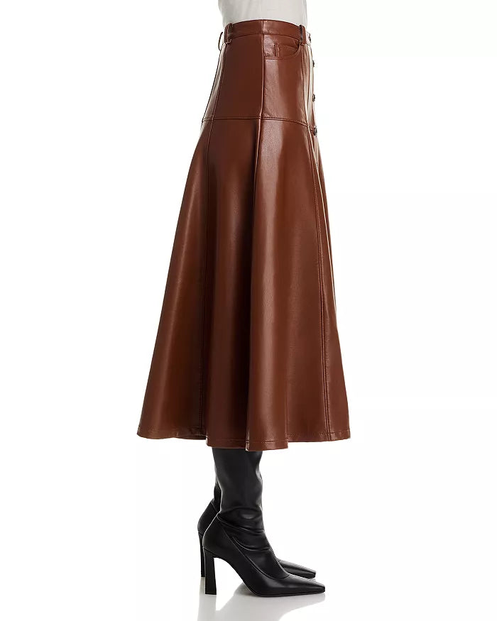 Dark Sepia Faux Leather Veena Skirt