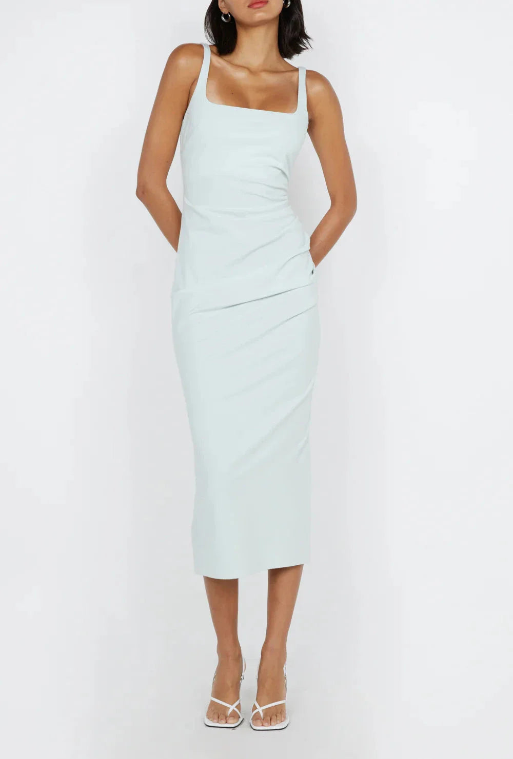 Ocean Mist Aveline Tuck Midi Dress