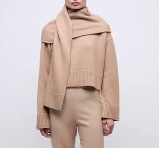 Camel Elson Scarf Sweater