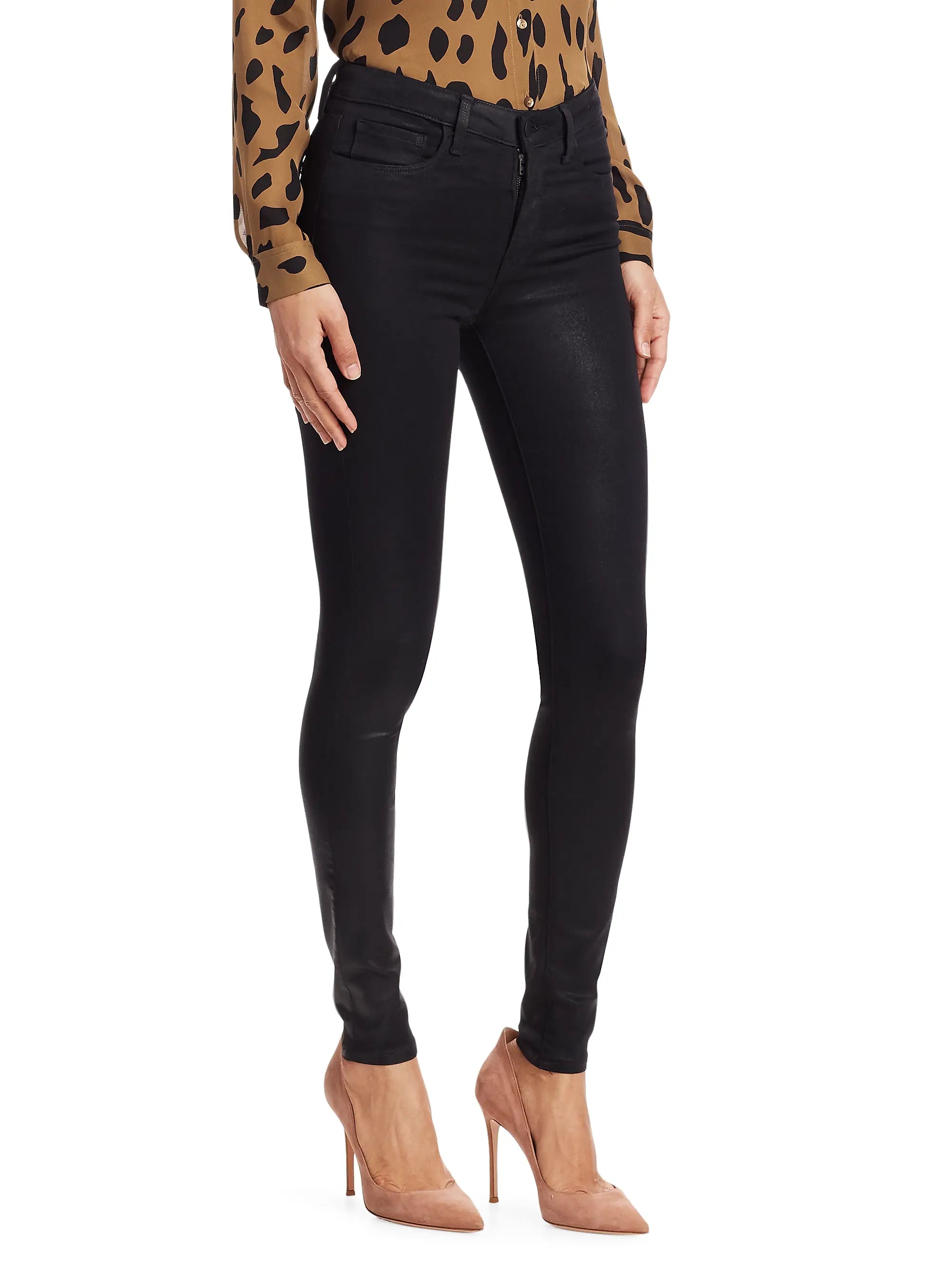 Black Coated Marguerite High Rise Skinny