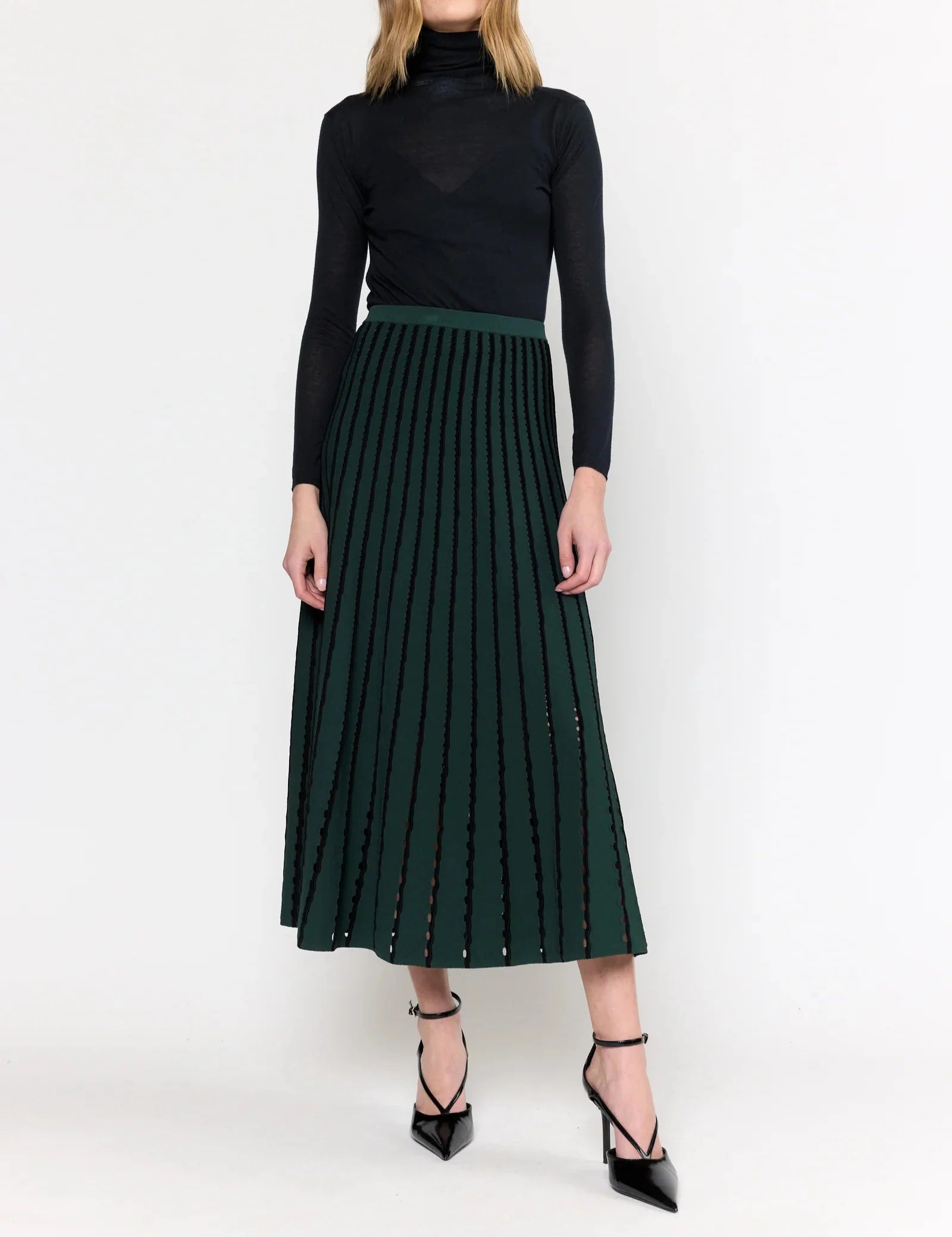 Pinstripe Evergreen Colton Skirt