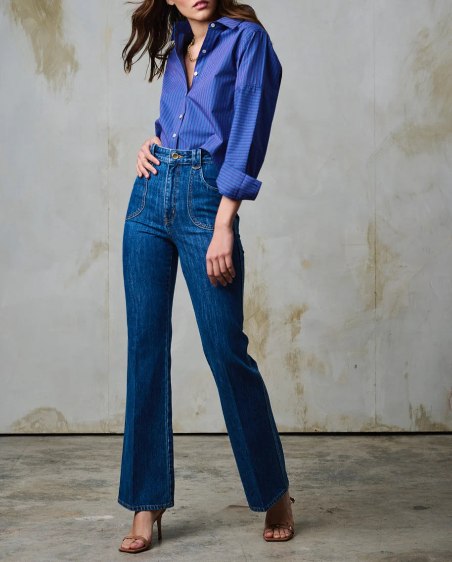 Denim Wine Stripe Amita Top