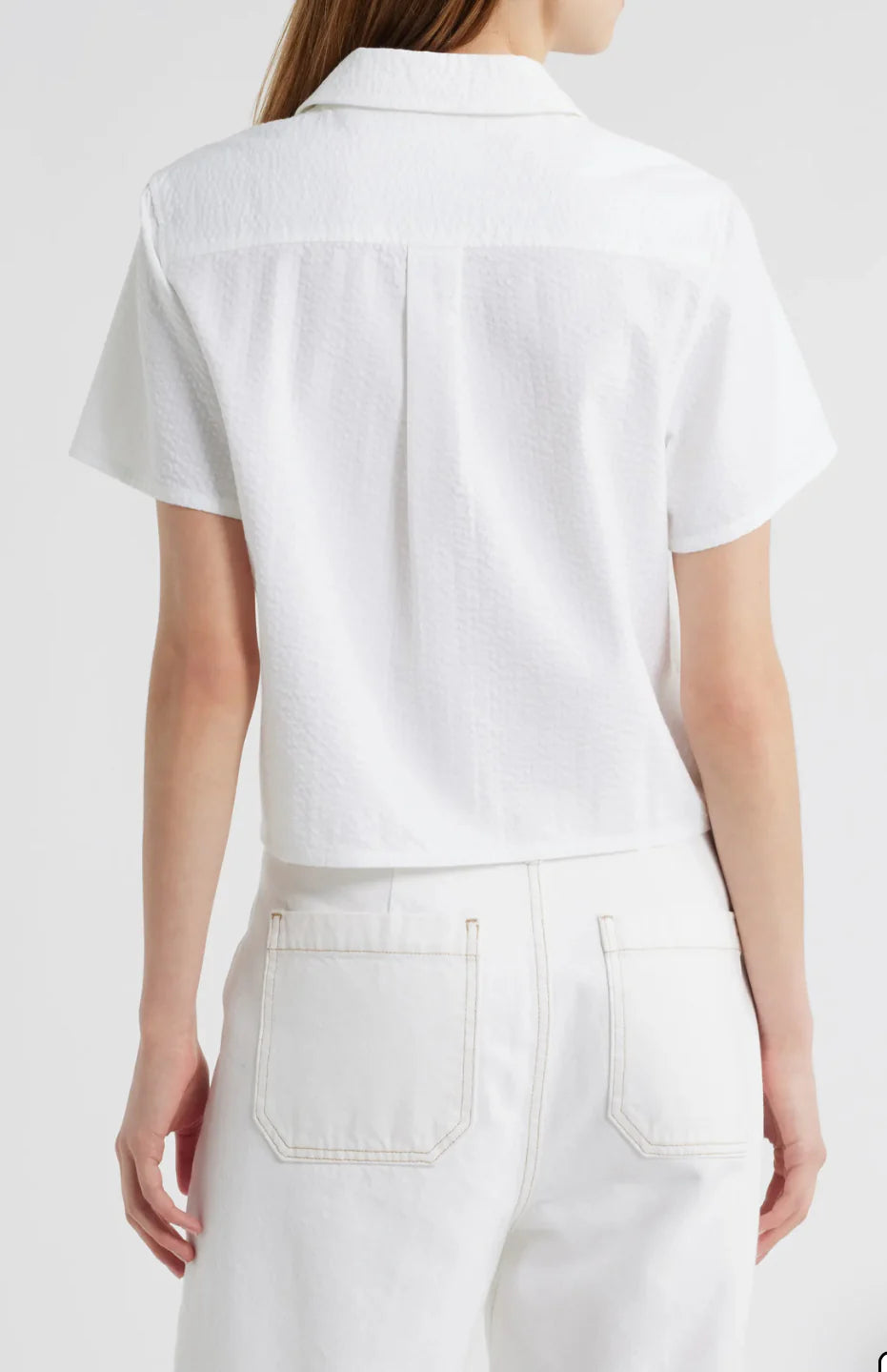 White Cotton Seersucker Top