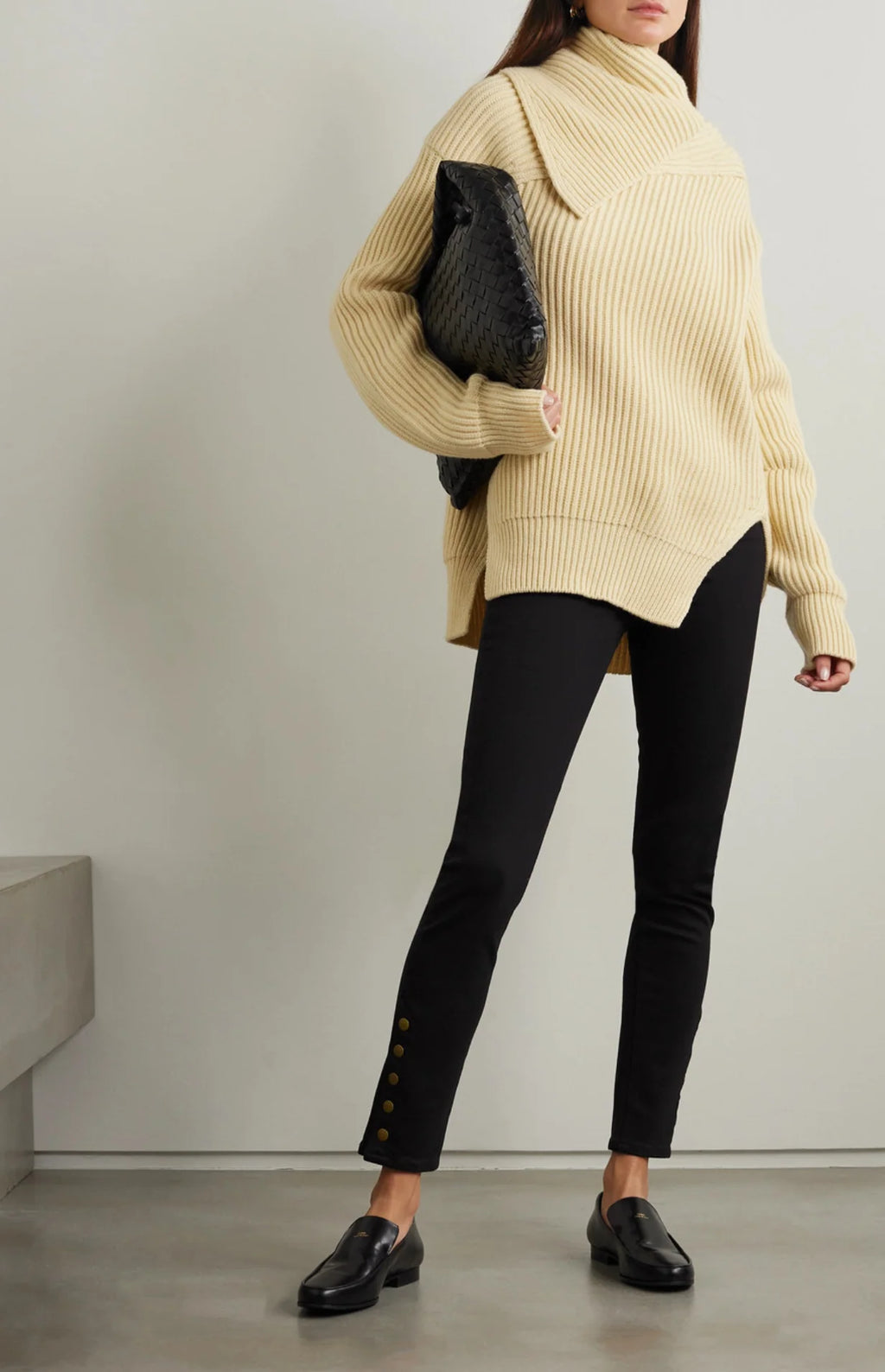 Black Snapped Denim Legging