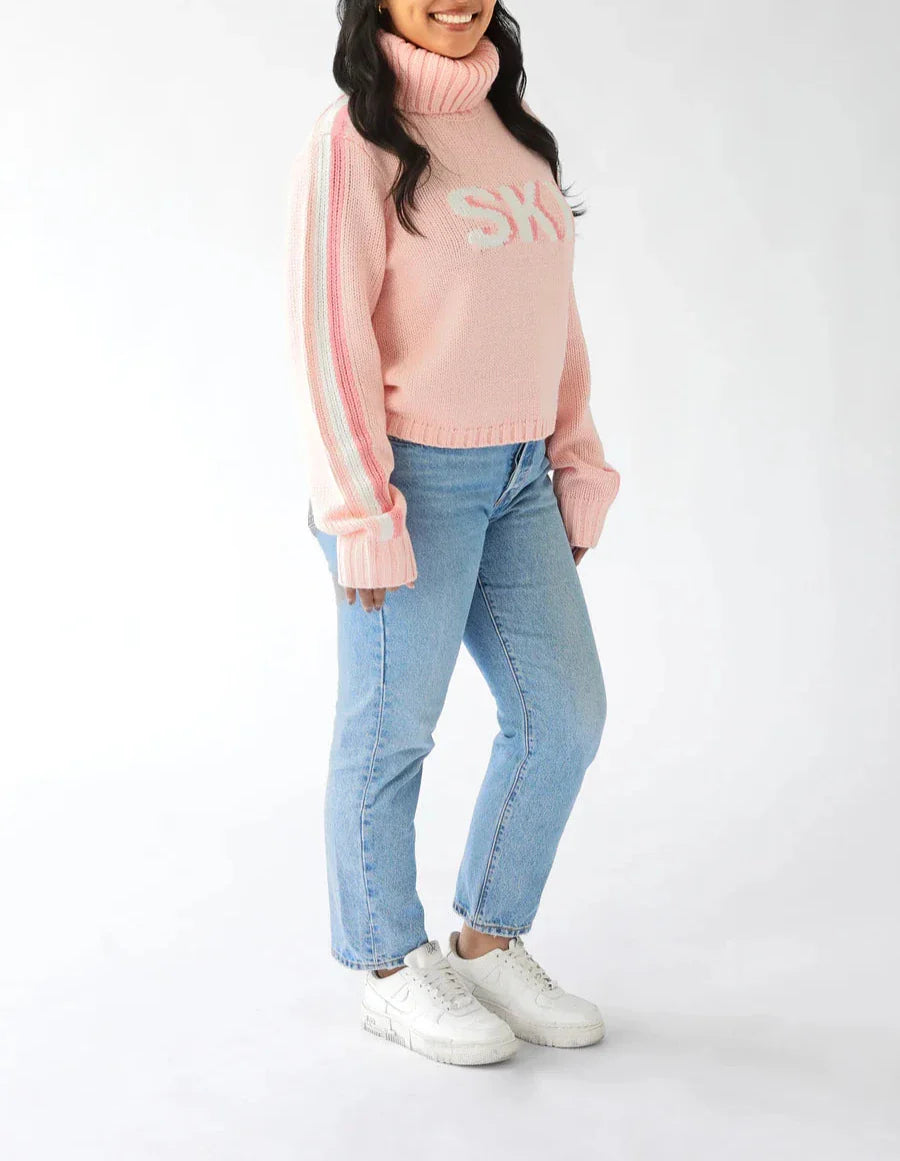 Pink Cropped Ski Turtleneck