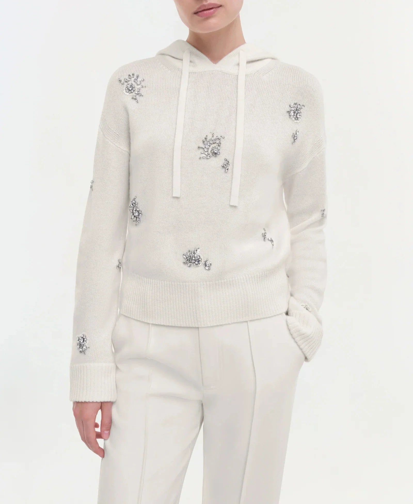 Ivory Karmen Embellished Hooded Top