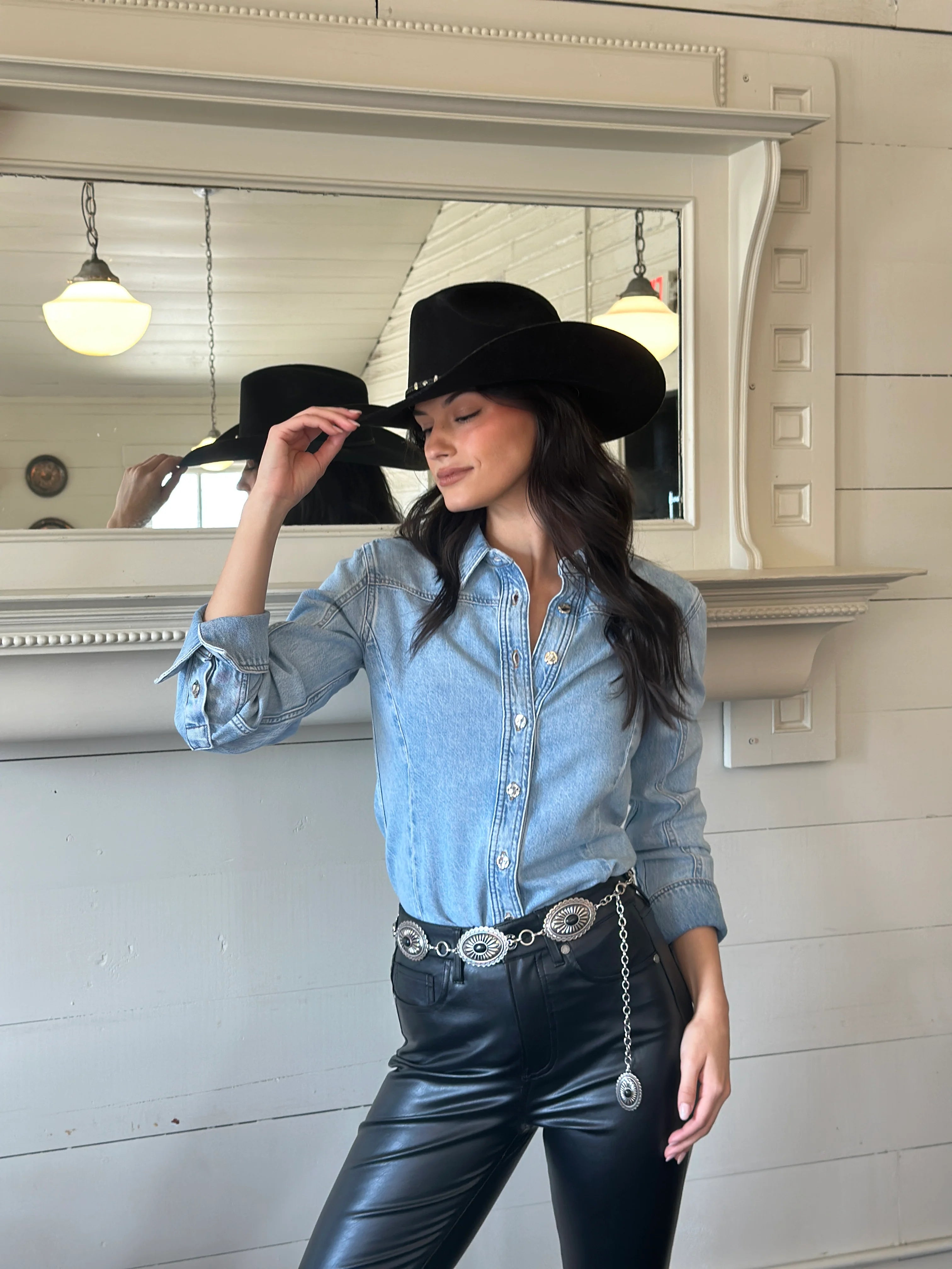 Shimmy Curved Button Down Shirt