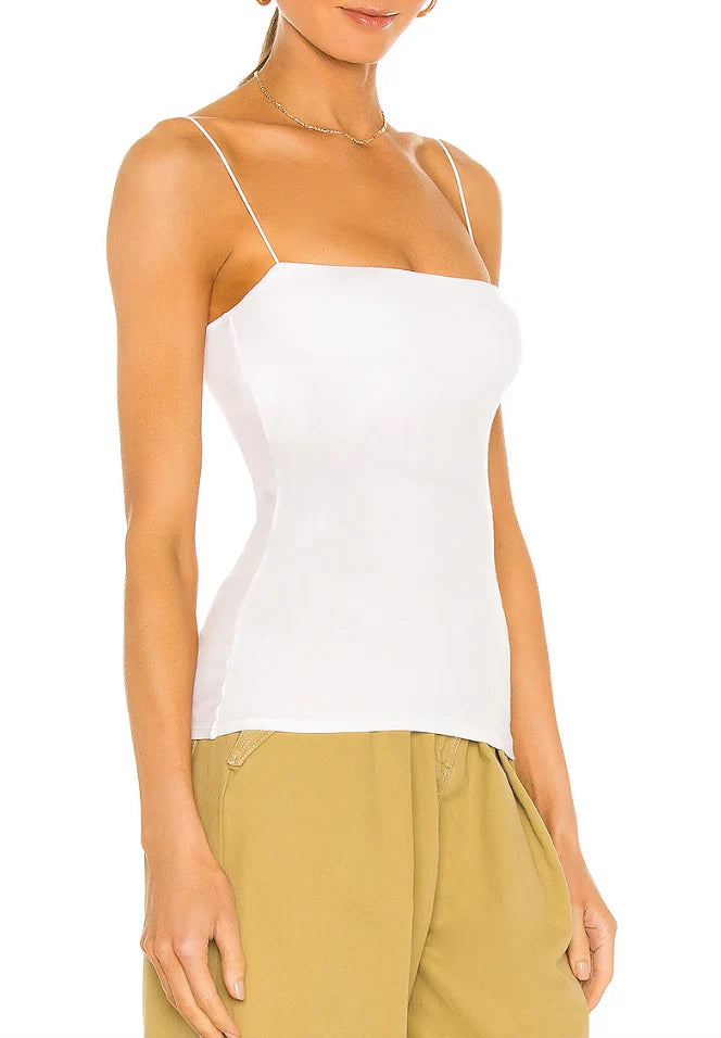 White Supima Cotton Essential Strappy Tank
