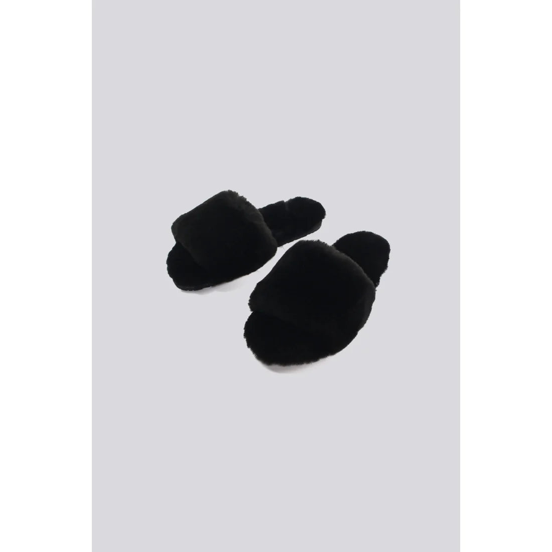 Black Sheepskin Fuzzy Slippers