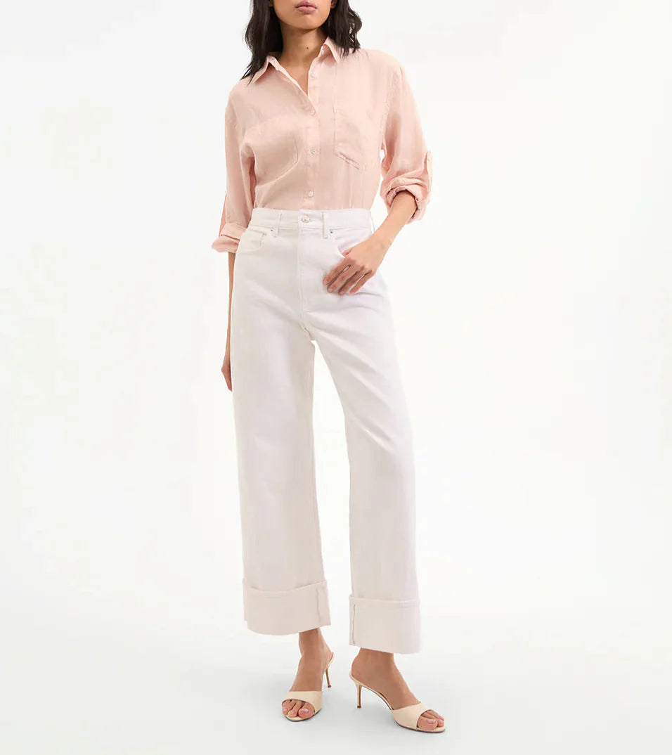 White Taylor Cropped High Rise Denim