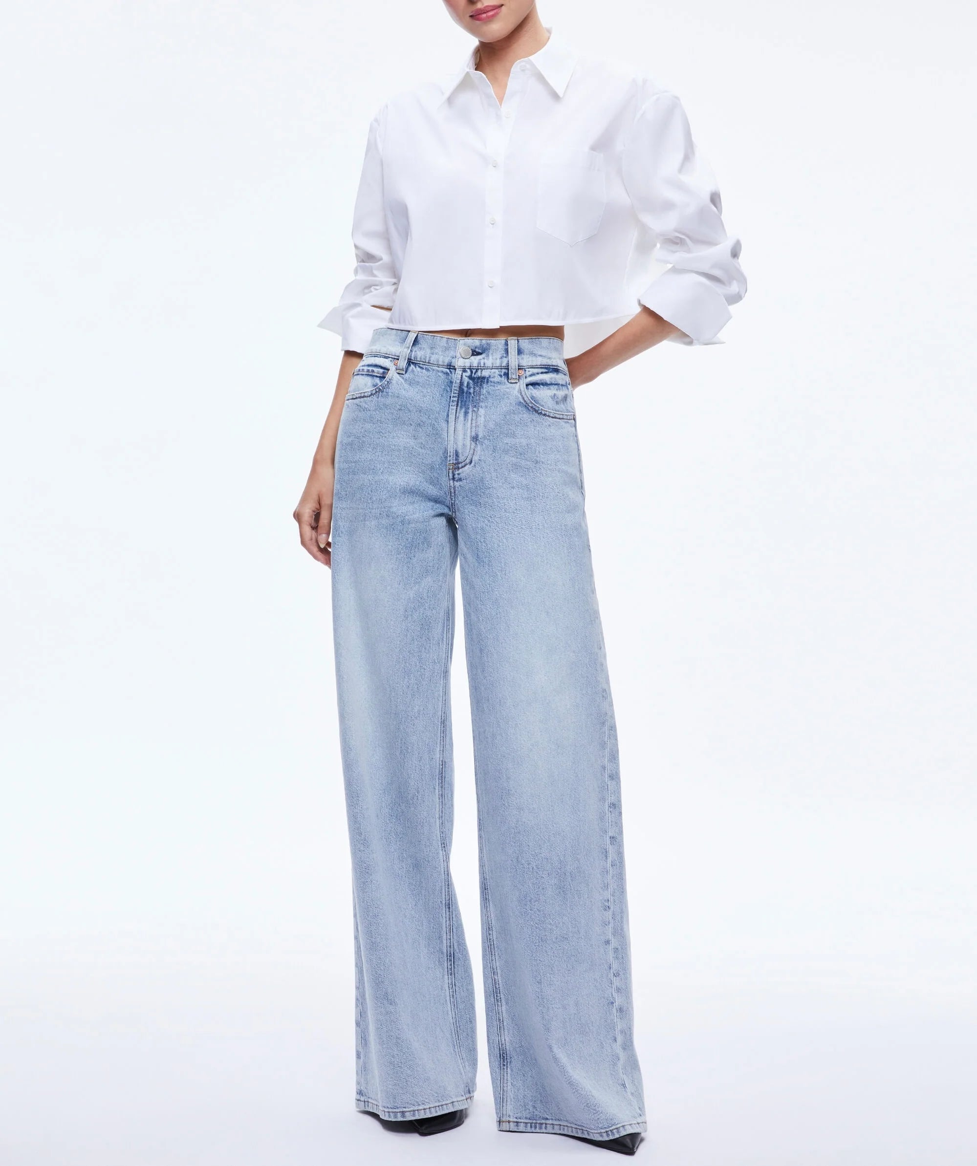 Finely Oversized Cropped Button Down Shirt