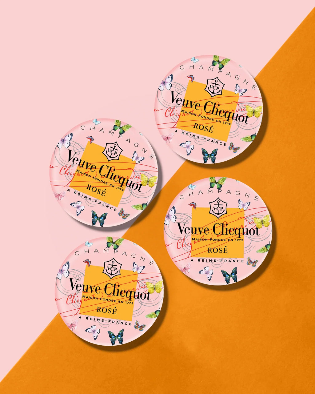 Rose Bubbly Butterfly Coasters - Set of 4