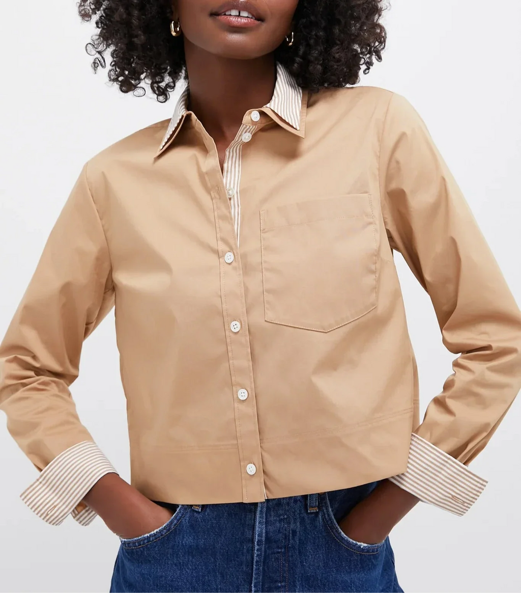 Khaki Maia Double Collar Top