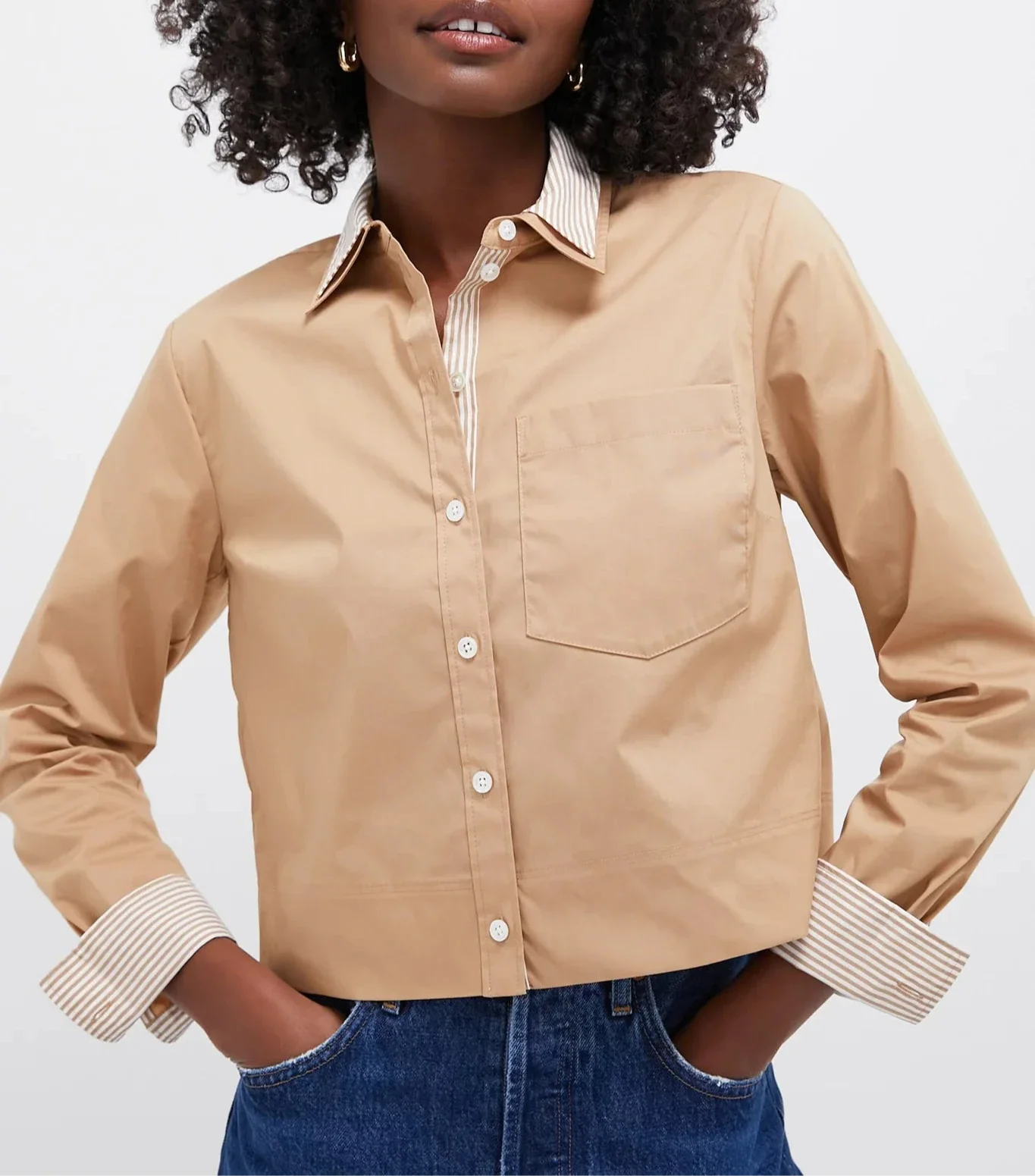 Khaki Maia Double Collar Top