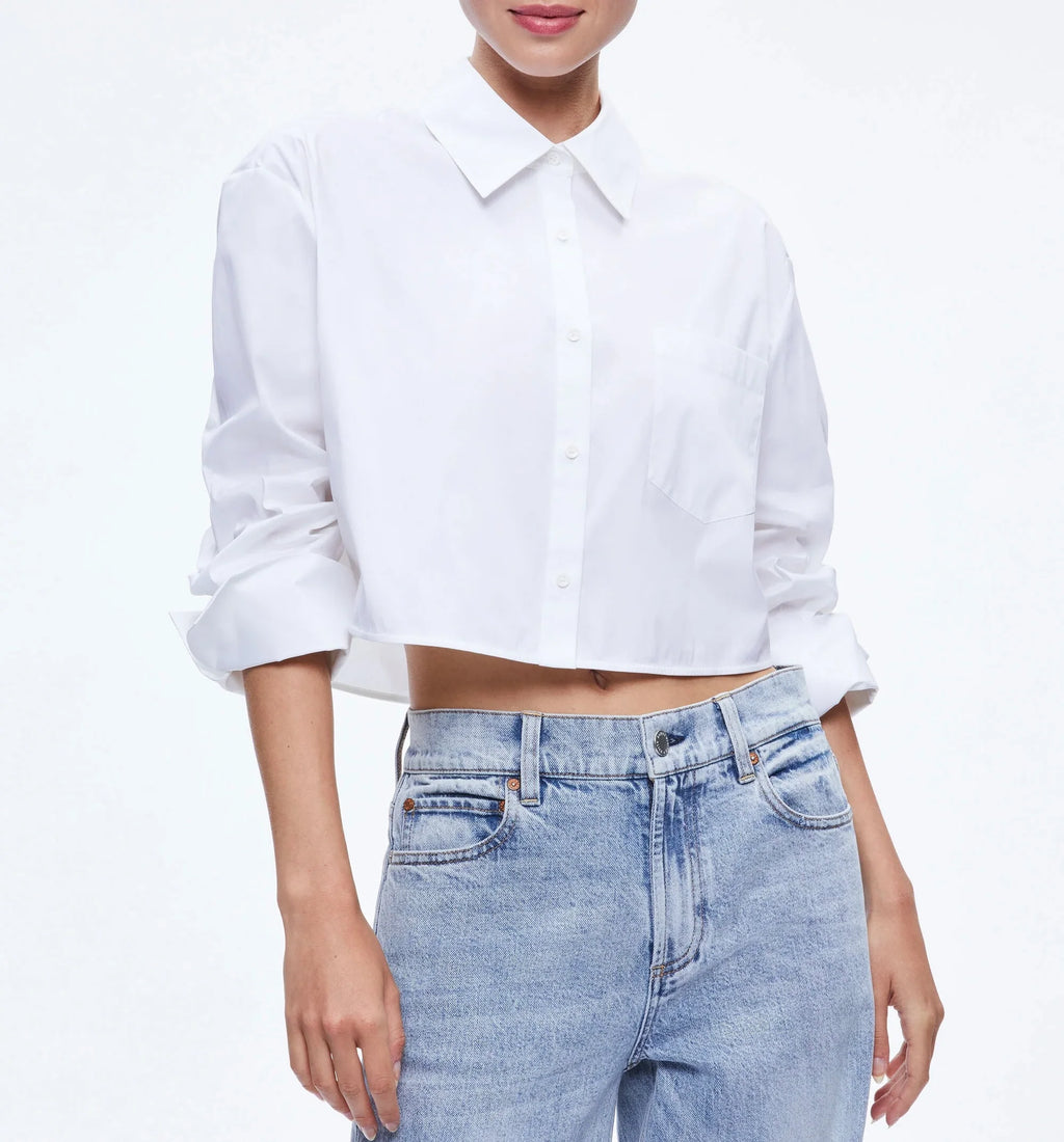 Finely Oversized Cropped Button Down Shirt