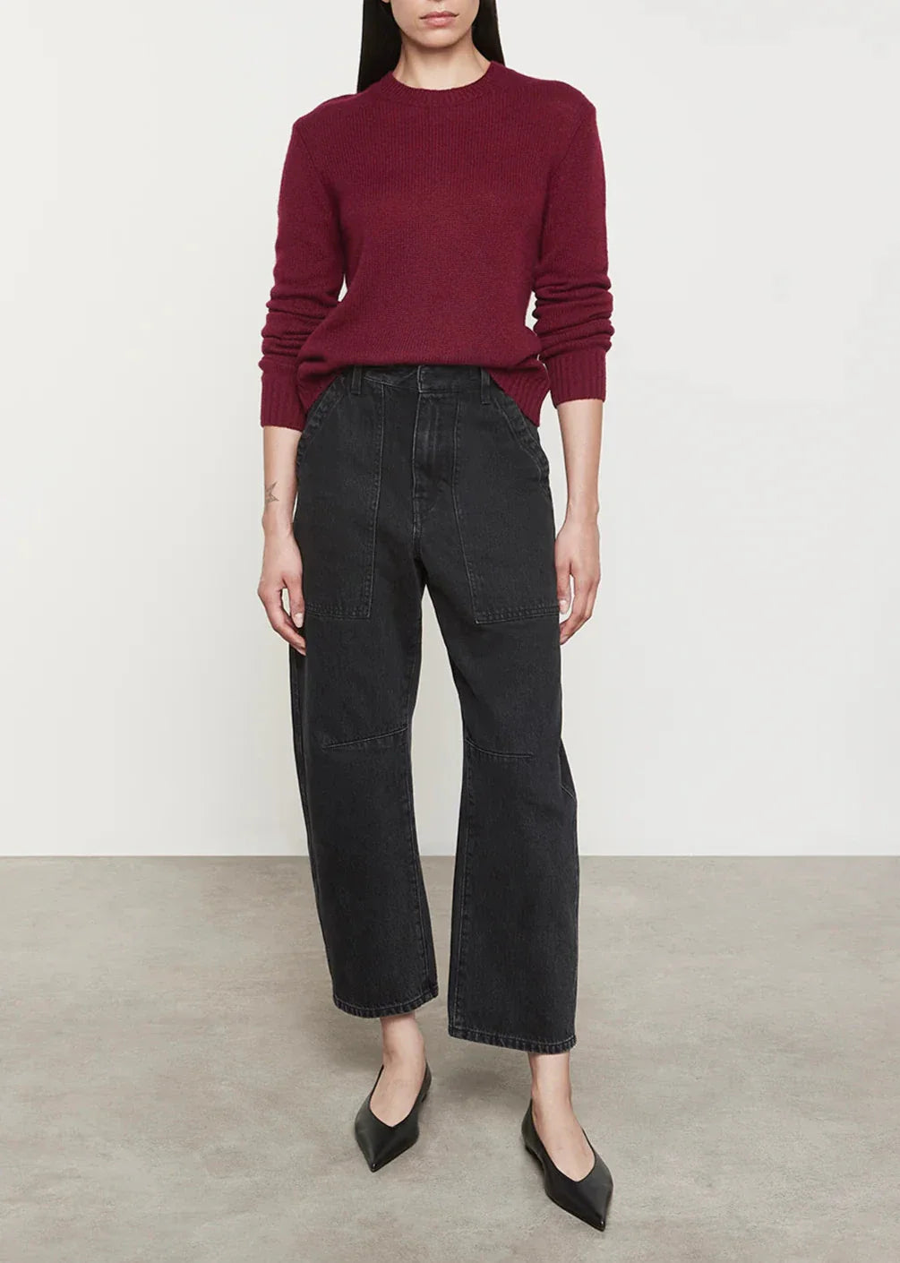 Burgundy Cashmere Easy L/S Crew