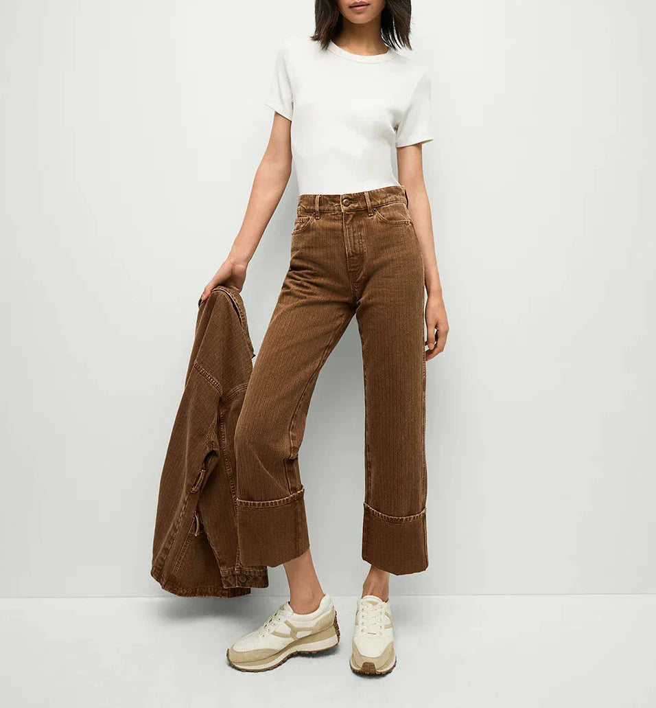 Brown Dylan High Rise Straight Leg