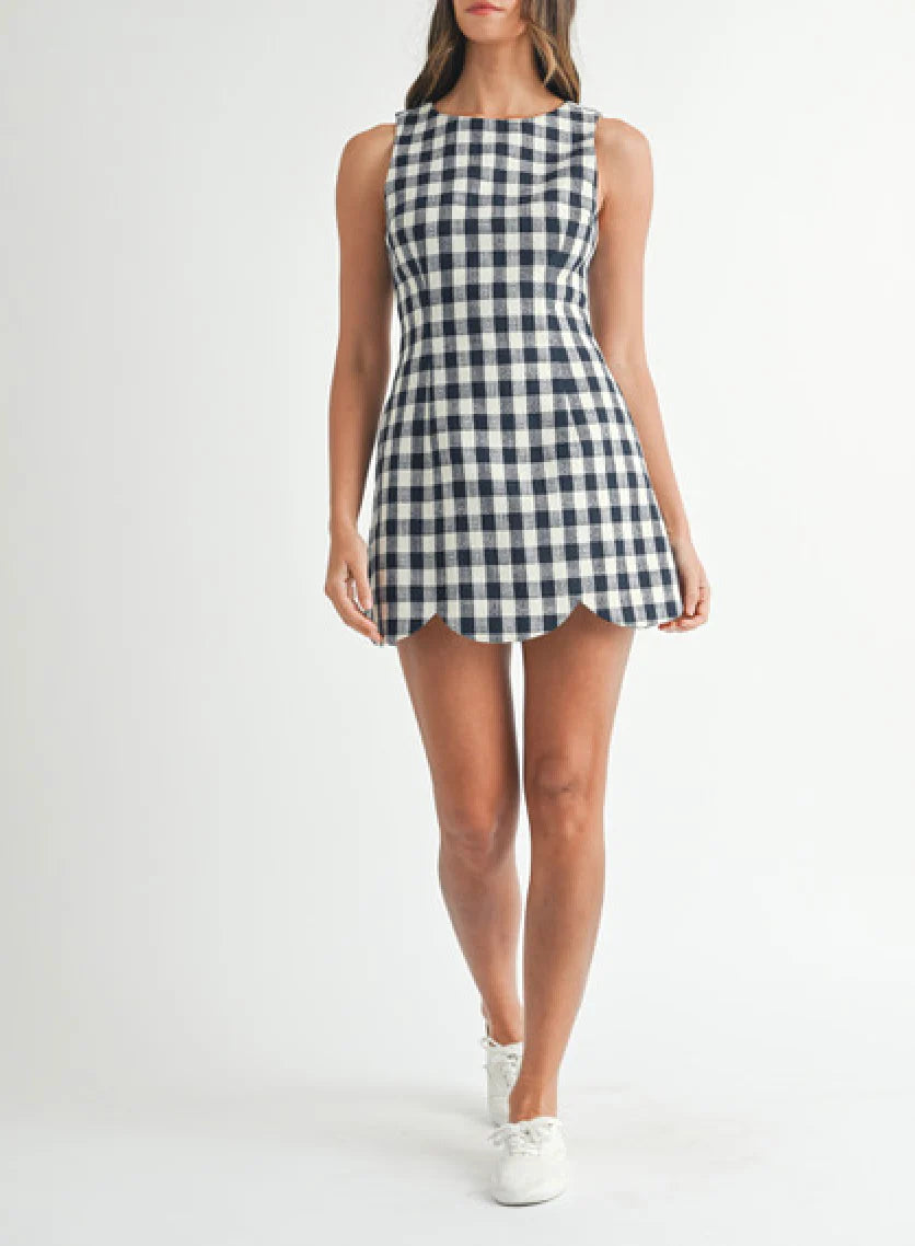 Plaid Scallop Mini Dress