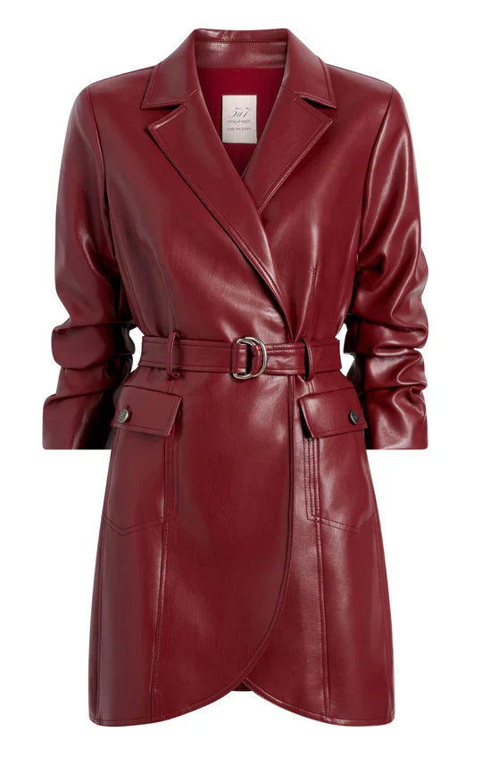 Wineberry Vegan Leather Jenessa Mini Dress