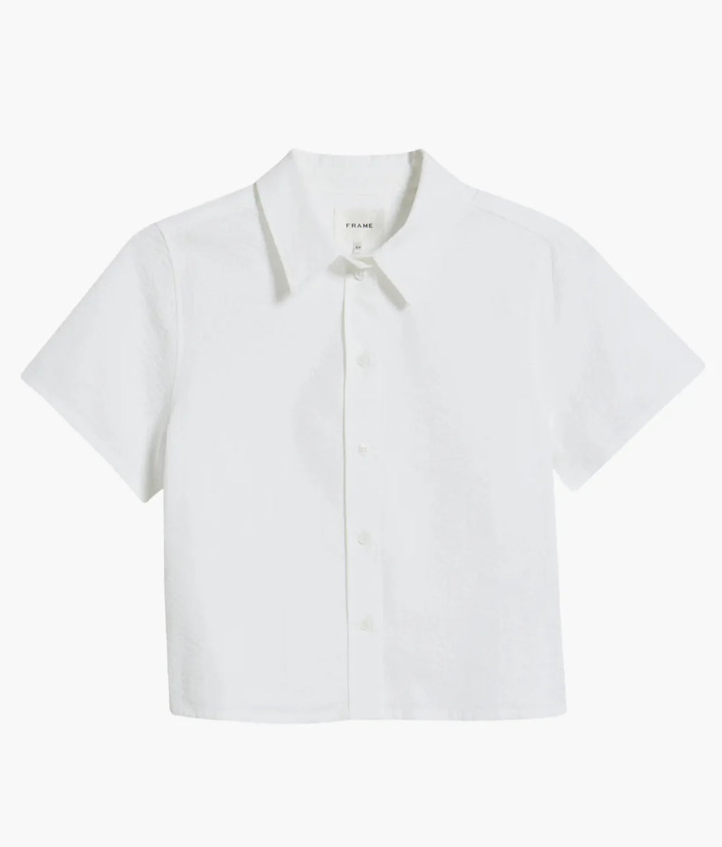 White Cotton Seersucker Top