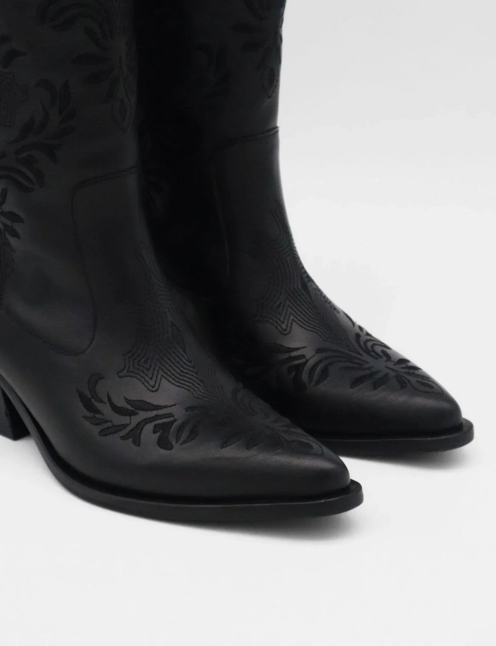 Black Leather Western Jolene Boots