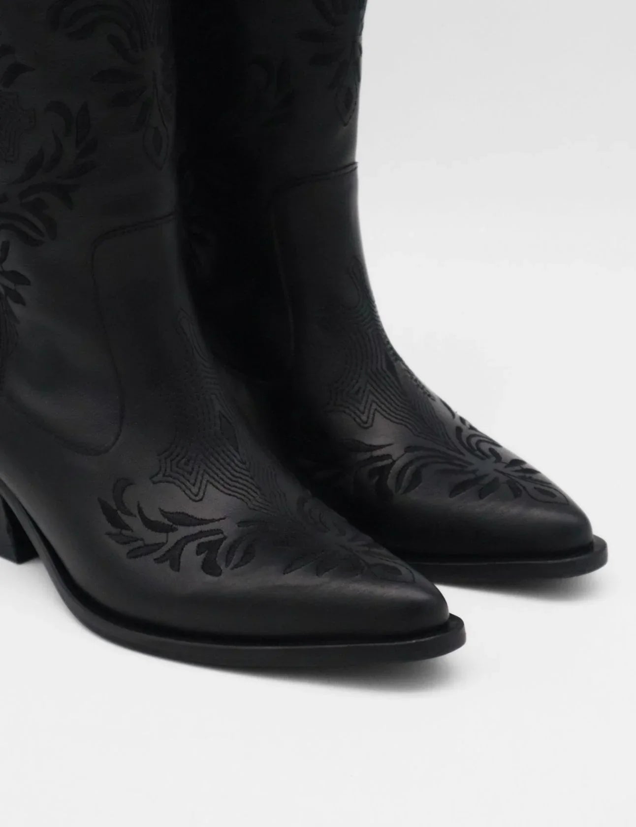 Black Leather Western Jolene Boots