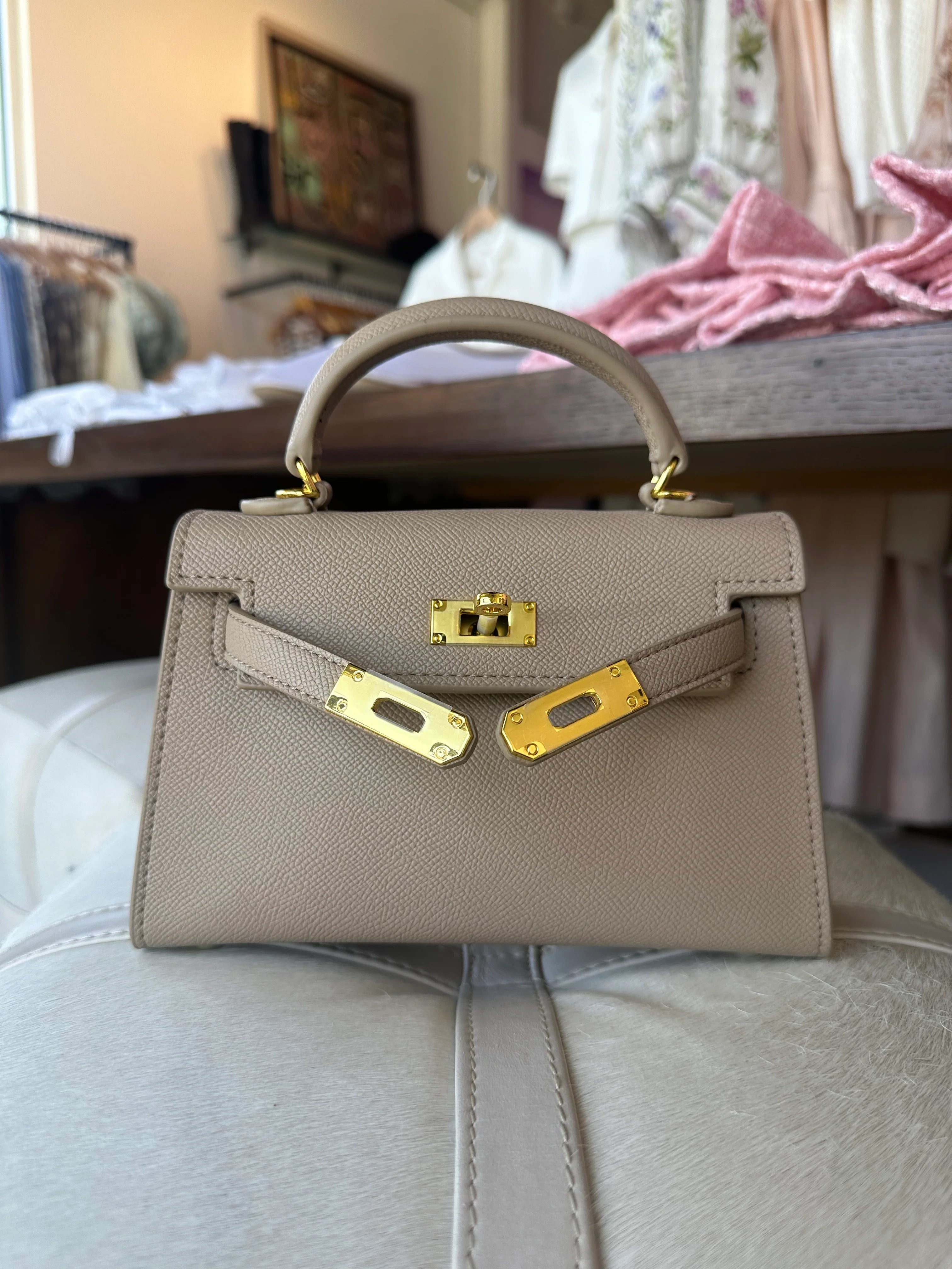Taupe Hariette Handle Bag