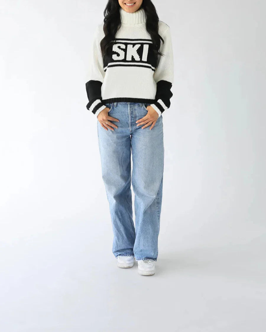 Black Cropped Ski Turtleneck