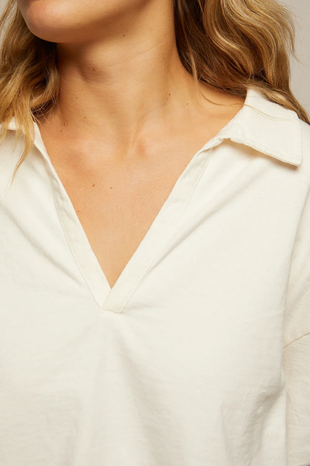 Bright Ivory Alison Tennessee Jersey Collared Shirt