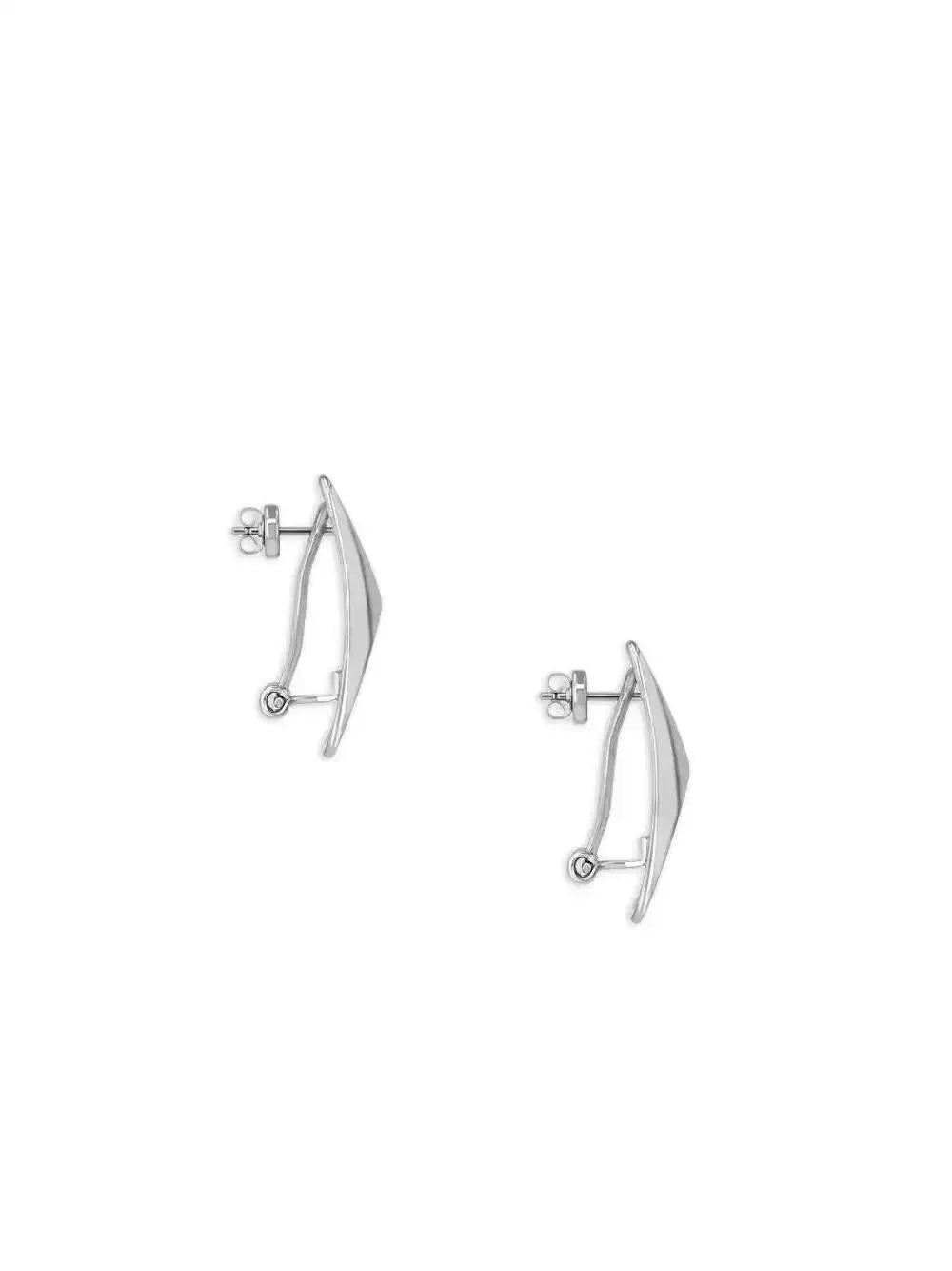 Silver Curved Rectangle Earrings
