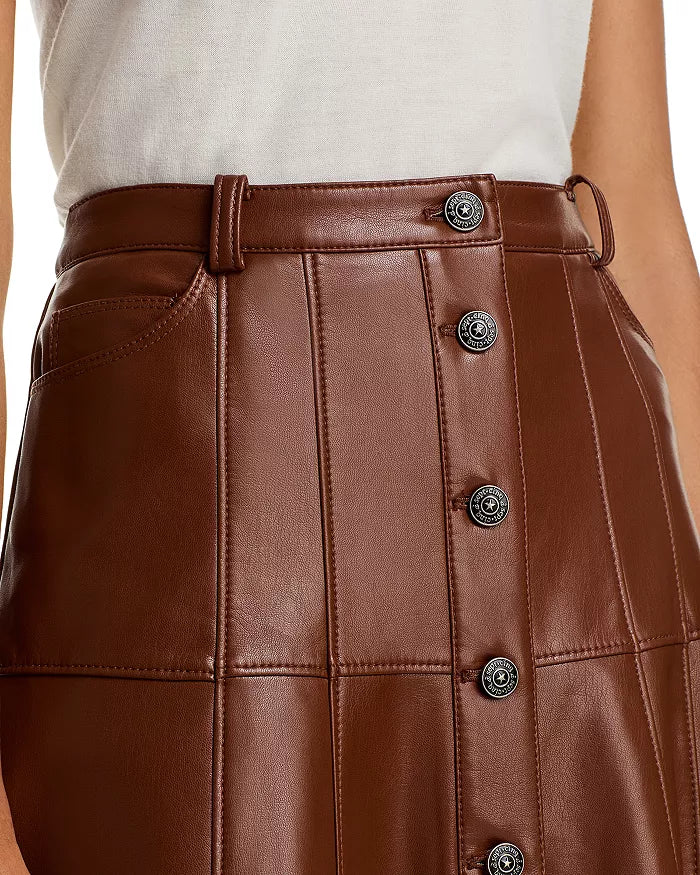 Dark Sepia Faux Leather Veena Skirt