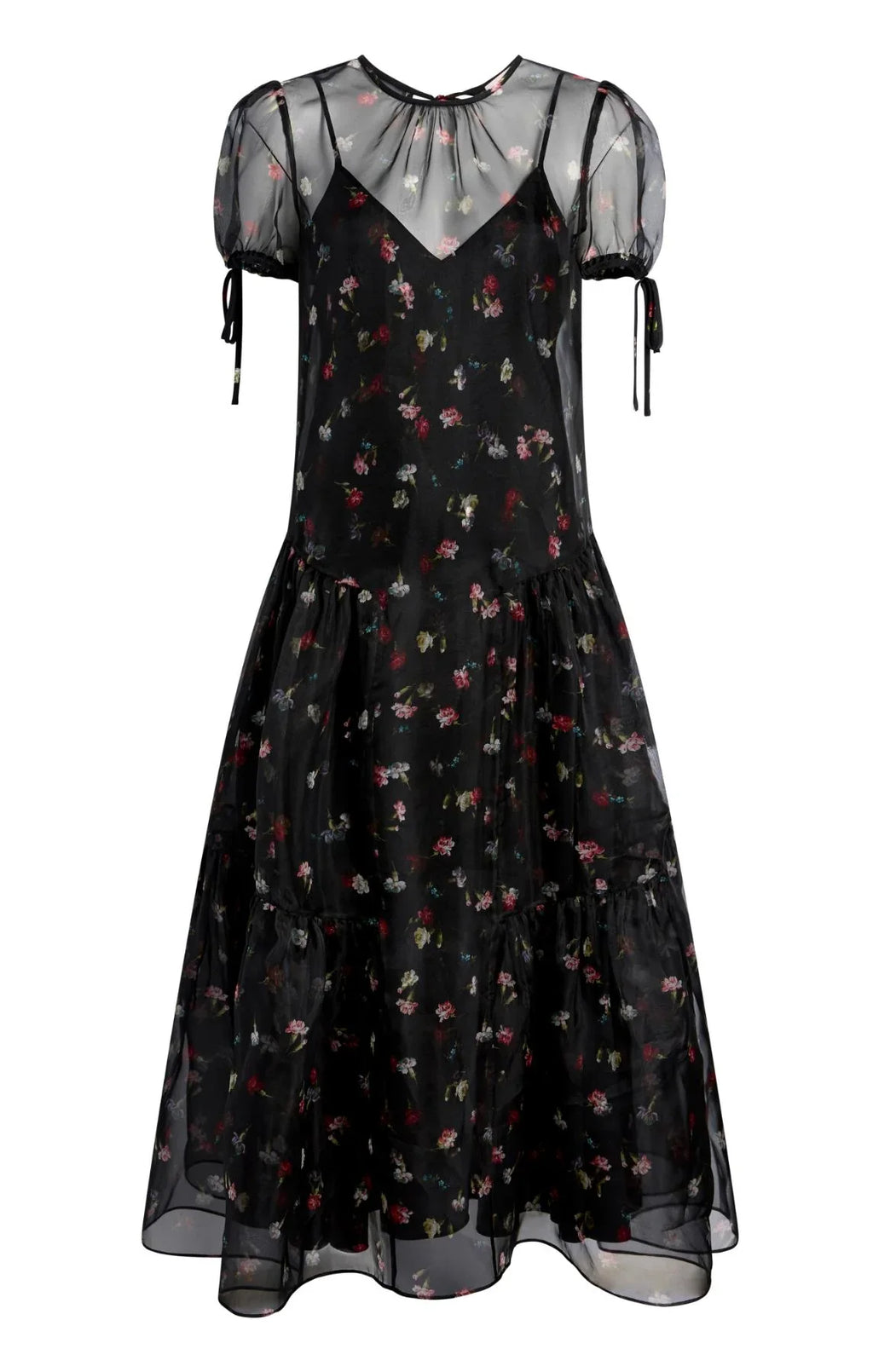 Black Tumbing Carnation Kaida Dress