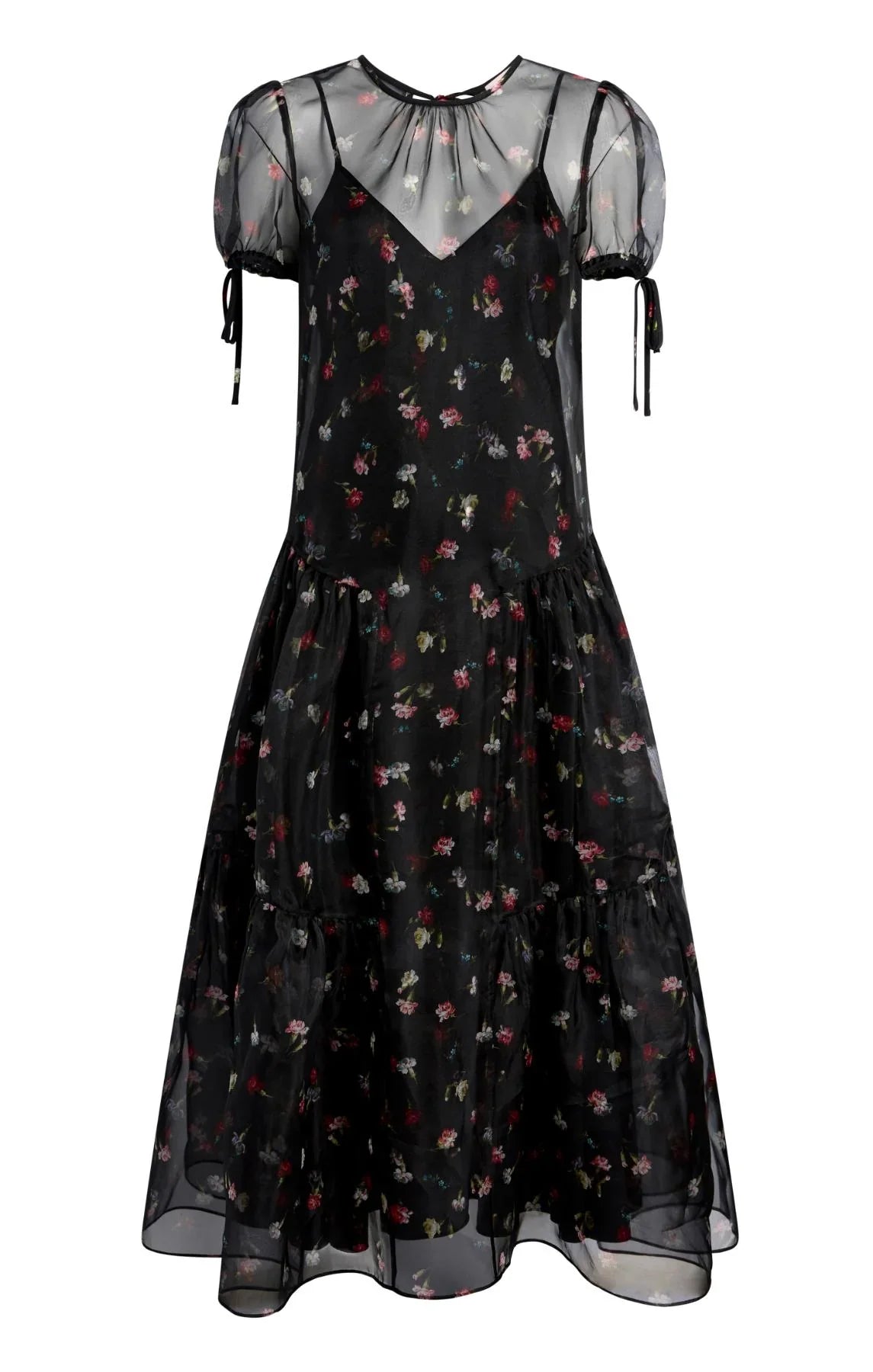 Black Tumbing Carnation Kaida Dress