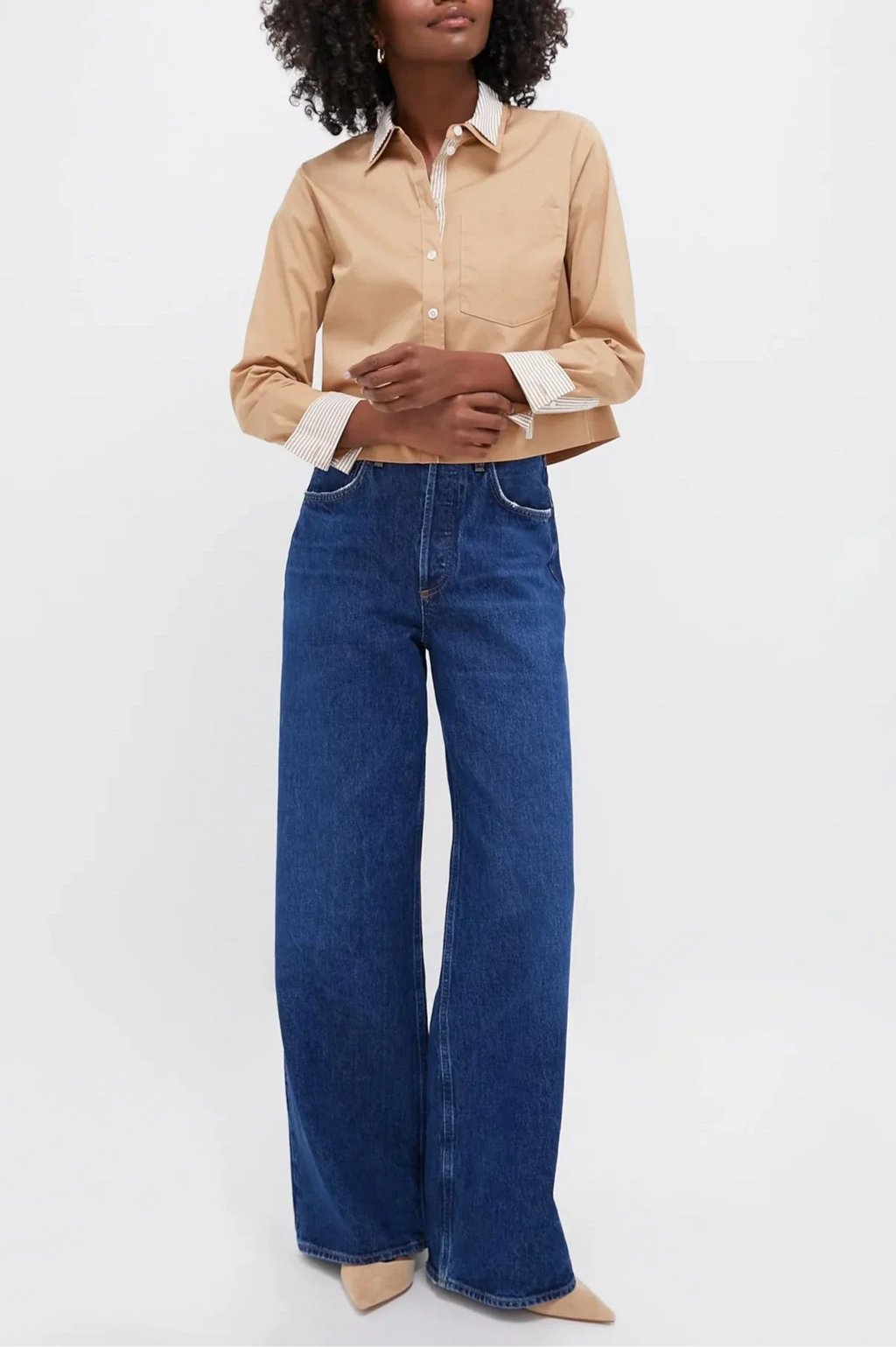 Khaki Maia Double Collar Top