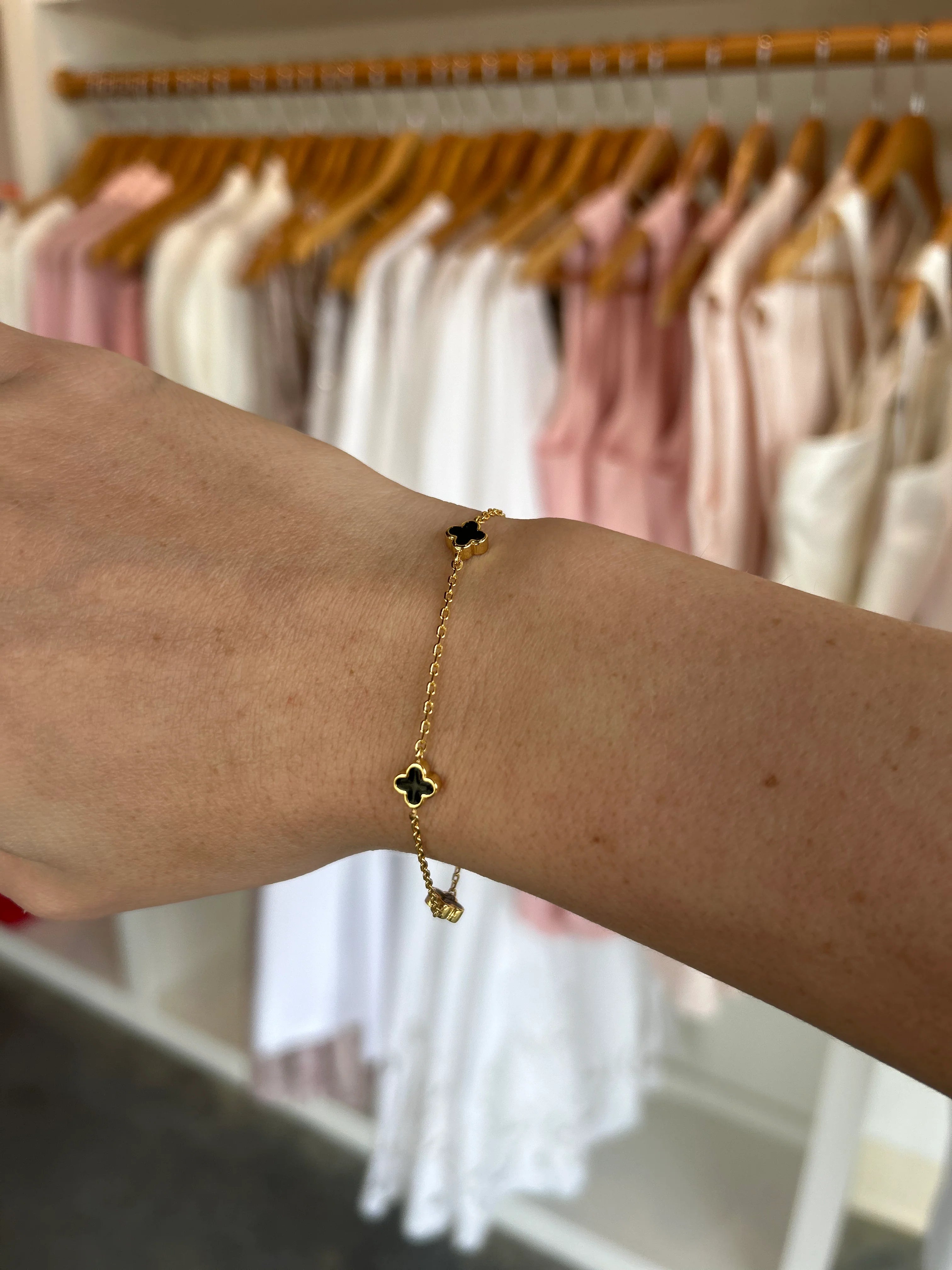 Mini Black Gold Clover Bracelet