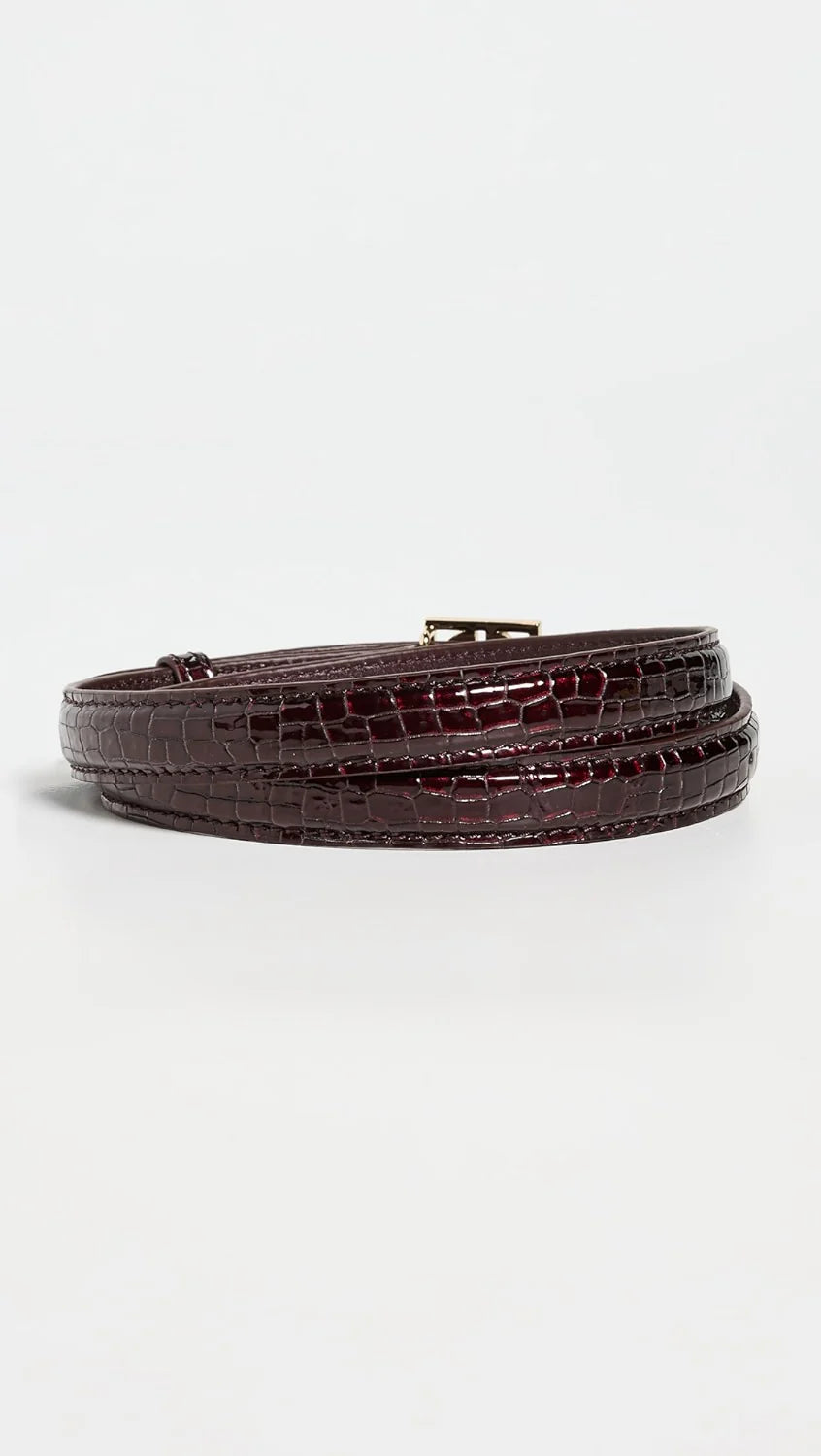 Burgundy Small Embossed Monogram Belt